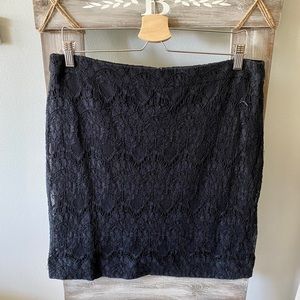 J. Crew Knee Length Black Lace Skirt / Size 12